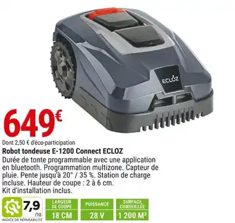Gamm vert Ecloz robot tondeuse e-1200 connect offre