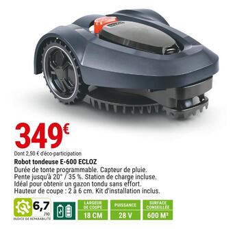 Gamm vert Ecloz robot tondeuse e-600 offre