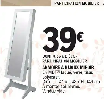 E.Leclerc Armoire à Bijoux Miroir offre