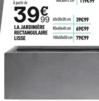 Centrakor La jardinière rectangulaire lisse offre
