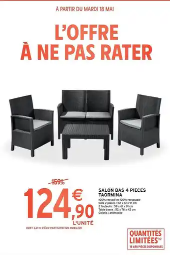 Intermarché Hyper Salon Bas 4 Pièces Taormina offre