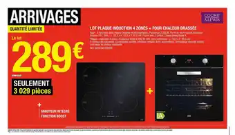 Brico Dépôt Lot Plaque Induction 4 Zones + Four Chaleur Brassée Cooke & Lewis offre