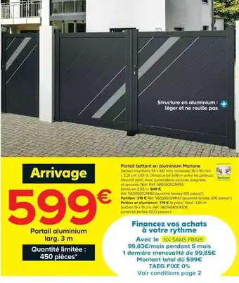 Castorama Portail Battant En Aluminium Marione offre