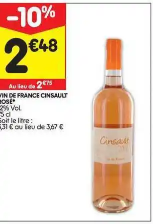 Leader Price Vin De Franc Cinsault Rosé offre