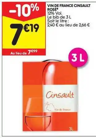Leader Price Vin De France Cinsault Rosé offre