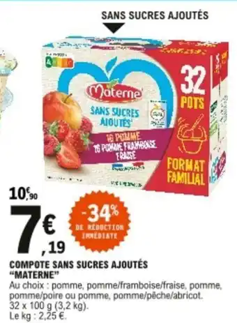E.Leclerc Compote sans sucres ajoutés materne offre
