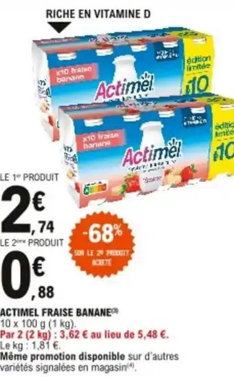 E.Leclerc Actimel fraise banane offre
