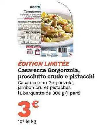 Casarecce Gorgonzola, Prosciutto Crudo E Pistacchi