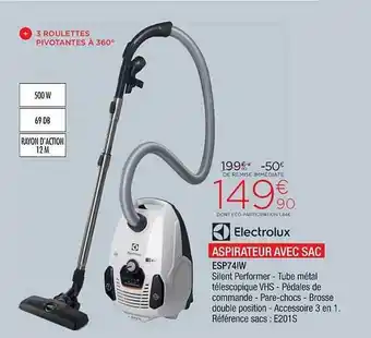 Extra Aspirateur Avec Sac Esp74iw Electrolux offre