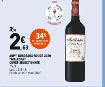 E.Leclerc AOP Bordeaux Rouge 2020 offre