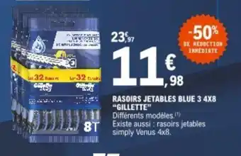 E.Leclerc Rasoirs Jetables Blue 3 4X8 offre
