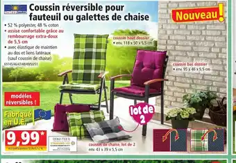 Norma Coussin Réversible Pour Fauteuil Ou Galettes de Chaise offre