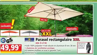Norma Parasol Rectangulaire offre