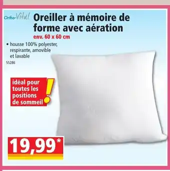 Norma Oreiller à Mémoire de Forme Avec Aération offre
