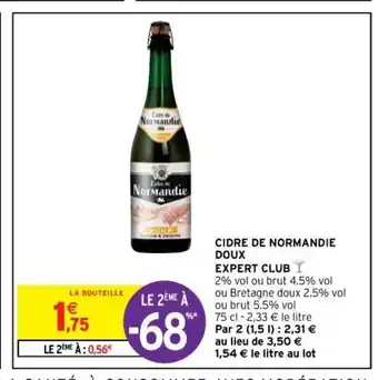Intermarché Cidre De Normandie Doux Expert Club offre