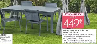 Truffaut Table à rallonge papillon atlas “brighton” offre