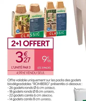 Romberg bon plan sur les packs des godets biodégradables de la marque romberg présentés ci-dessous :