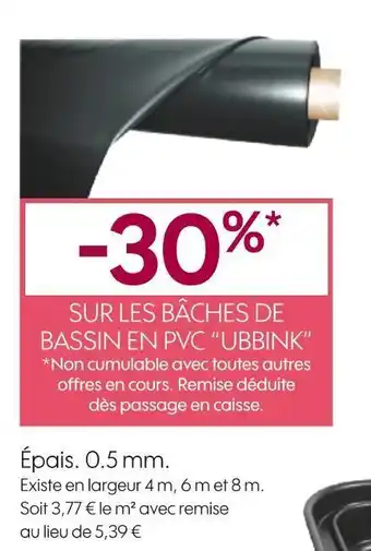 Truffaut Ubbink bon plan sur les bâches de bassin en pvc “ubbink” offre