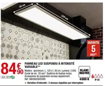 Brico Dépôt Panneau LED suspendu à intensité Variable offre