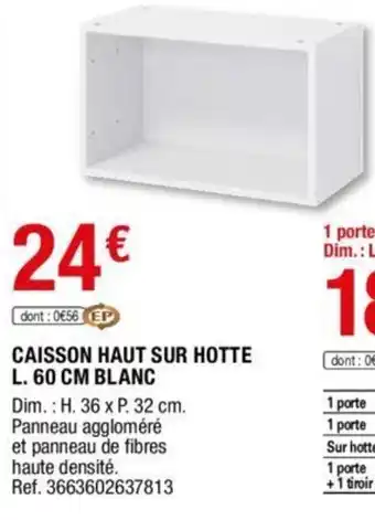 Brico Dépôt Caisson haut sur hotte L. 60 cm Blanc offre