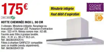 Brico Dépôt Hotte cheminée inox L. 90 cm offre