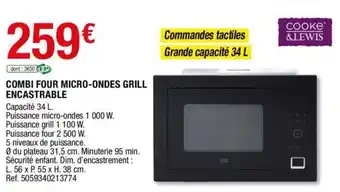 Brico Dépôt Combi four micro-ondes grill escastrable offre