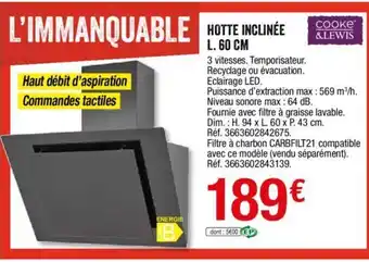 Brico Dépôt Hotte inclinée L. 60 cm offre