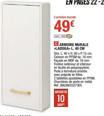 Brico Dépôt Armoire murale Ladoga L. 40 cm offre