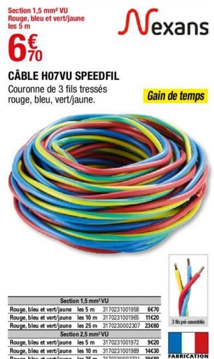 Cable Remorque 7 Fils Brico Depot Promo Câble ho7vu speedfil chez Brico Dépôt