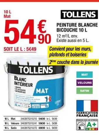 Brico Dépôt Peinture blanche bicouche 10L offre