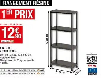 Brico Dépôt Étagère 4 tablettes offre