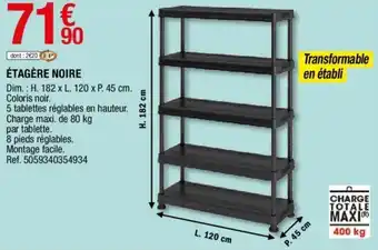 Brico Dépôt Étagère noire offre