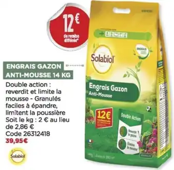 Bricomarché Engrais gazon anti-mousse 14 kg offre