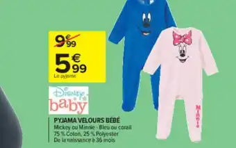 Promo Pyjama velours Bebe chez Carrefour Market