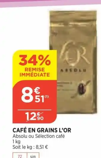 Bi1 Café En Grains l'Or offre