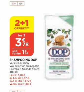 Bi1 Shampooing Dop offre