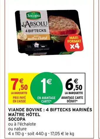 Intermarché Hyper Viande Bovine 4 Biftecks Marinés offre