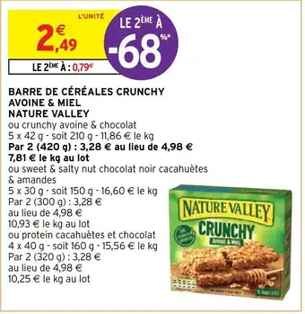 Intermarché Hyper Barre de Céréales Crunchy Avoine & Miel Nature Valley offre