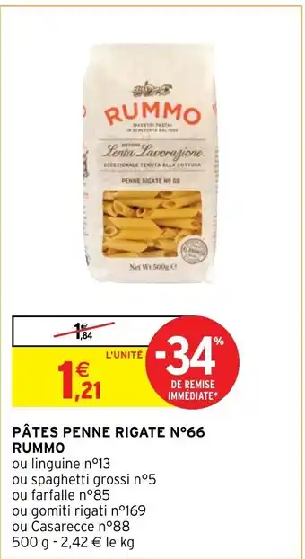 Intermarché Hyper Pâtes Penne Rigate N°66 Rummo offre