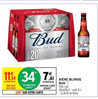 Intermarché Hyper Bière Blonde Bud offre