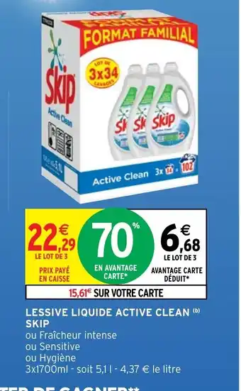 Intermarché Hyper Lessive Liquide Active Clean Skip offre