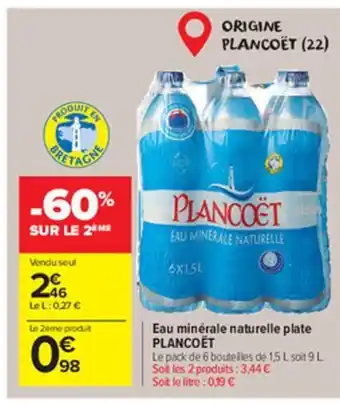 Carrefour Market Eau Minérale Naturelle Plate offre