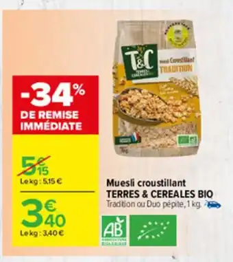 Carrefour Market Muesli Croustillant offre