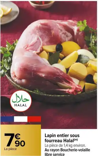 Carrefour Lapin entier sous fourreau halal offre