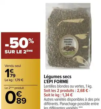 Carrefour L'épi forme légumes secs offre