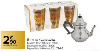 Carrefour Lot de 6 verres à thé offre