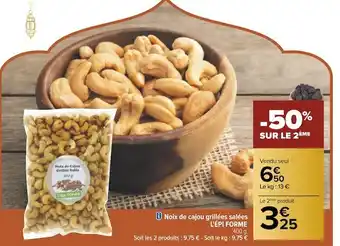 Carrefour L'épi forme noix de cajou grillées salées offre