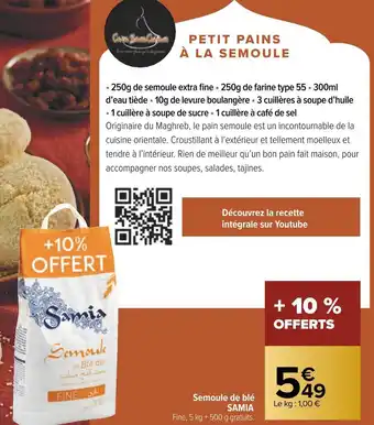 Carrefour Samia semoule de blé offre