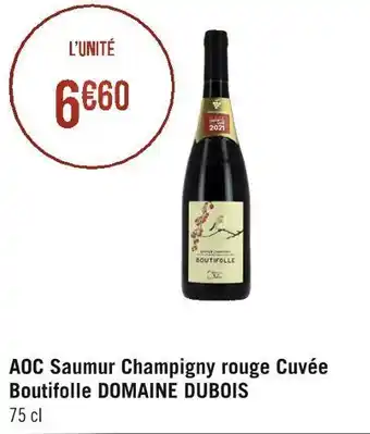 Domaine dubois aoc saumur champigny rouge cuvée boutifolle