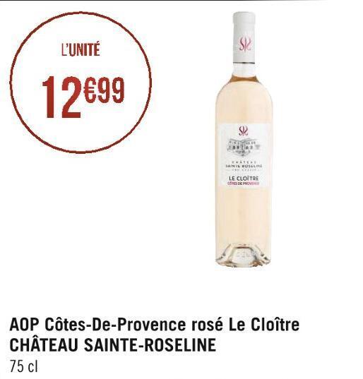 Promo Château sainteroseline aop côtesdeprovence rosé le cloître